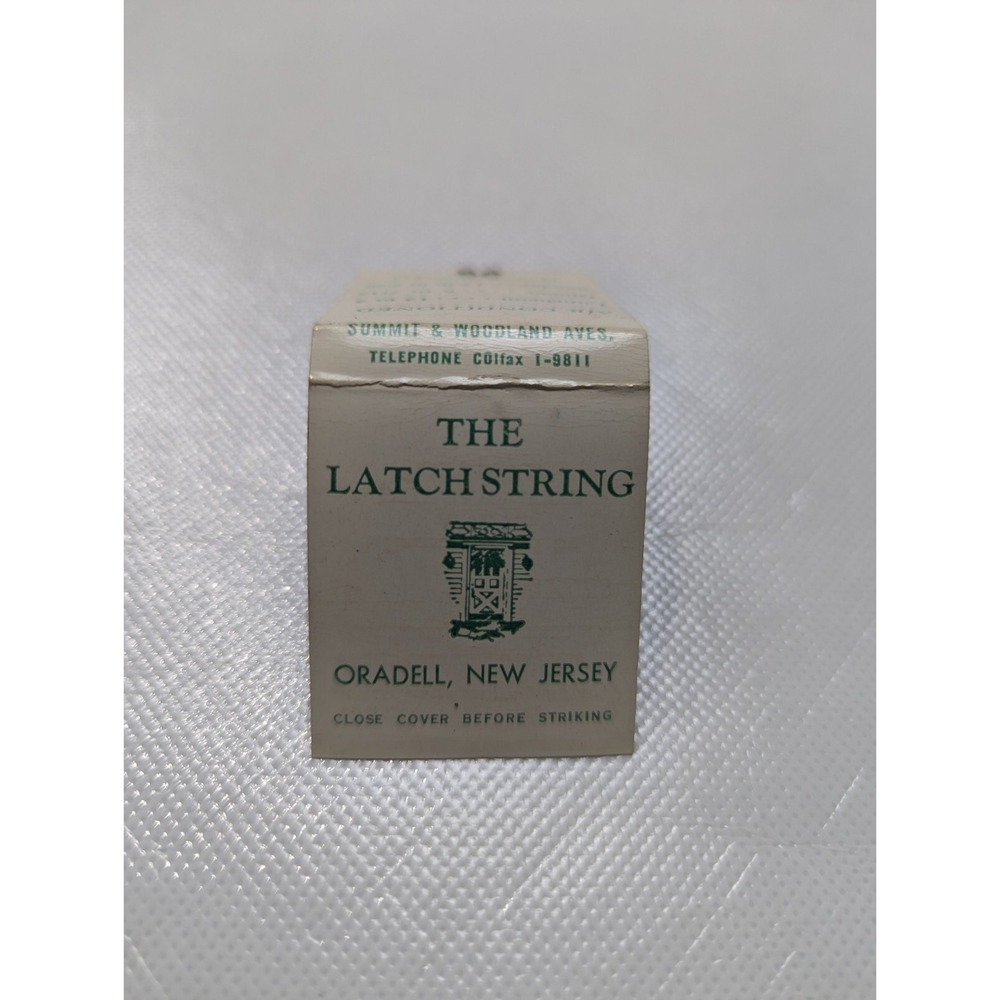 The Latch String Restaurant Vintage Matchbook Oradell, New Jersey